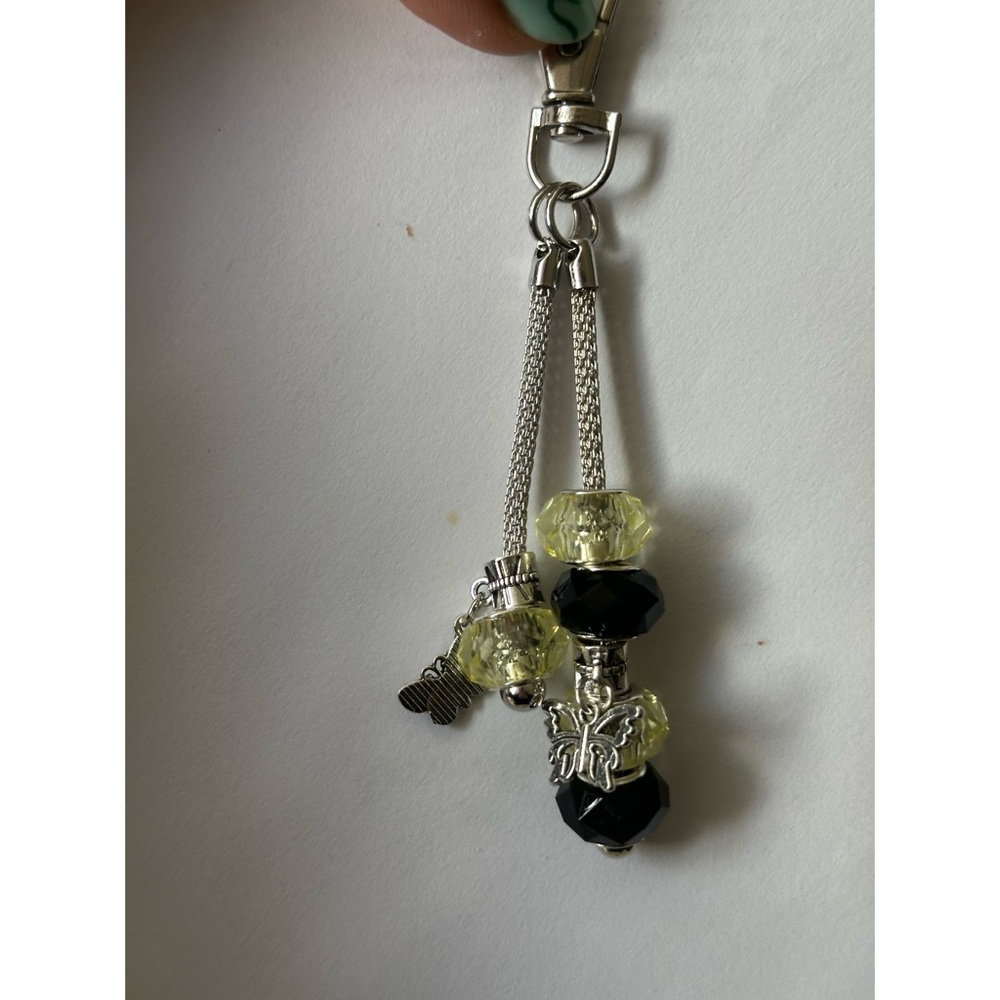 Elegant Black and Yellow Charm Keychain